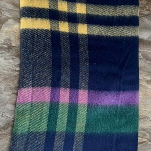 St Mary's Vintage Ohio 100% Pure Wool 54 x 54 Throw Blanket Purple, Green, Blue